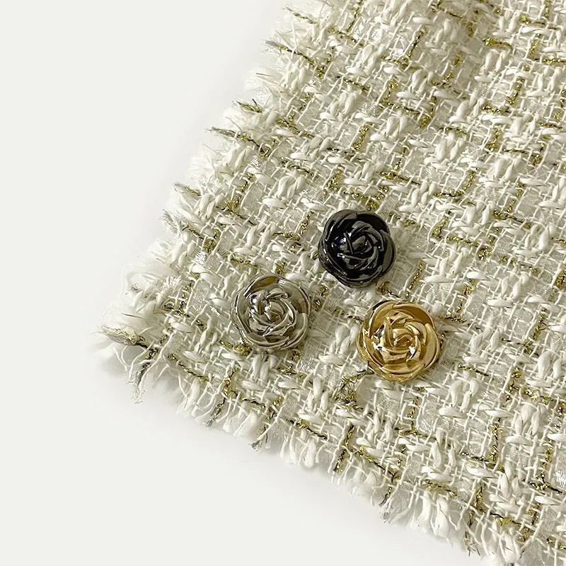 10-25mm Fashionable Metal Rose Buttons with Shanks Gold,Silver and Black