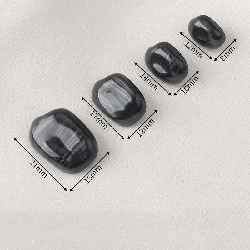 12-21mm Imitation Shell Pearl Luster White Black Shank Buttons 30 Pack