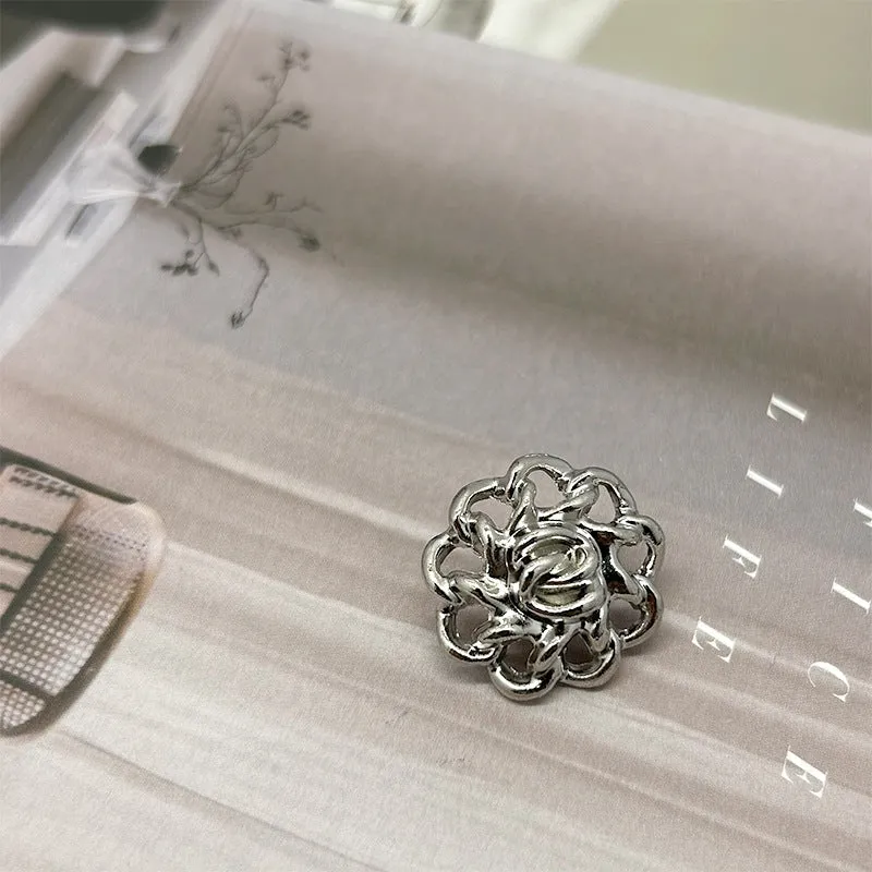 12.5-25mm Gold Silver Gun-black Vintage Hollow Floral Metal Buttons 30pcs