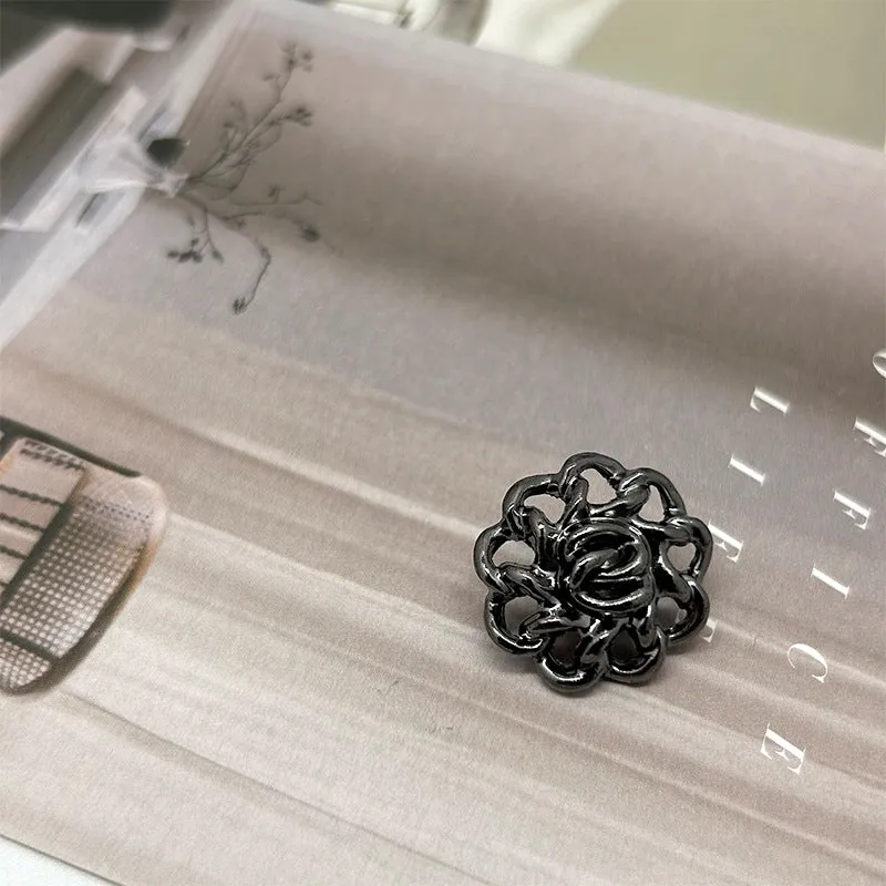 12.5-25mm Gold Silver Gun-black Vintage Hollow Floral Metal Buttons 30pcs