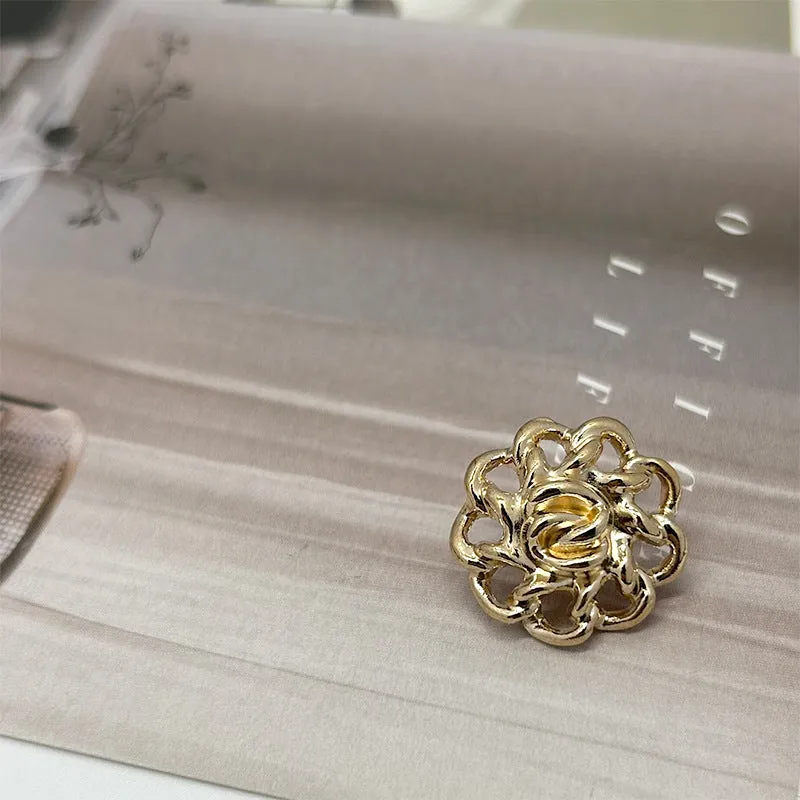 12.5-25mm Gold Silver Gun-black Vintage Hollow Floral Metal Buttons 30pcs