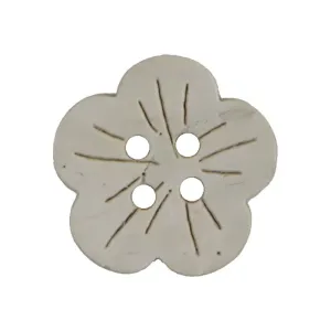 15/17.5mm Flower Shaped 4 Hole Natural Coconut Shell Buttons 100pcs