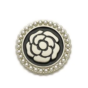 17.5/20/22.5mm Pearl-Decorated Round Rose Metal Buttons 12pcs