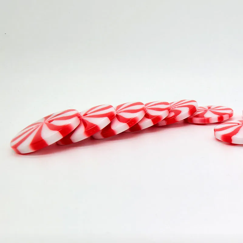 40L Red White Windmill Candy Round Two Hole Resin Buttons 50PCS