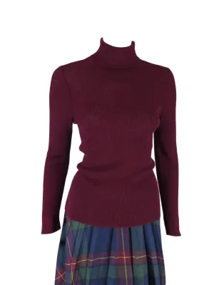 60s Burgundy Turtleneck Sweater Top