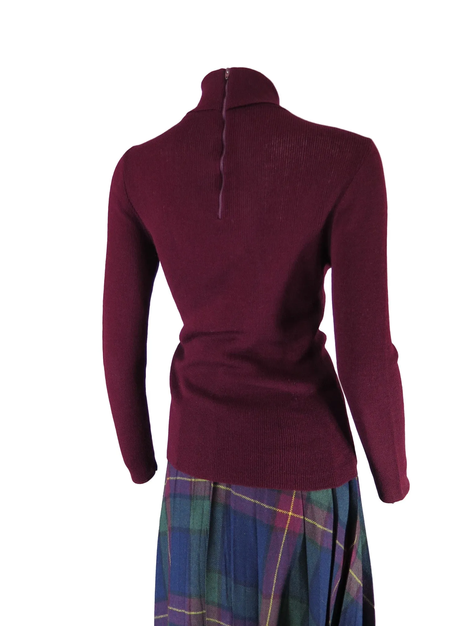 60s Burgundy Turtleneck Sweater Top