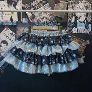 ADVBRIDGE  -  Contrast Color Patchwork Ruffled Pleated Short Skirts Subculture Streetwear Punk Vintage A-line Cake Skirt Goth Trend Fakda
