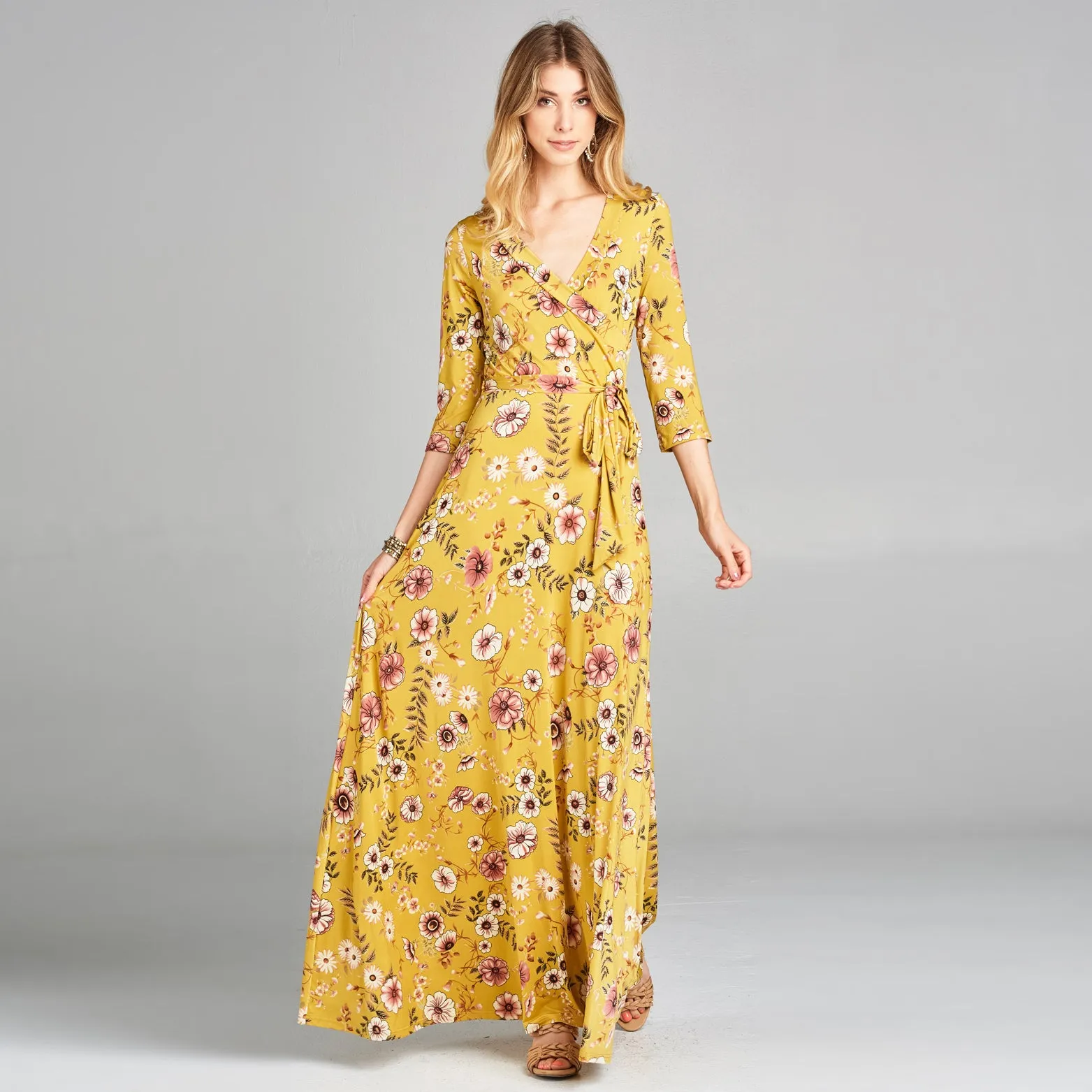 All About Anemones Venechia Maxi Wrap Dress