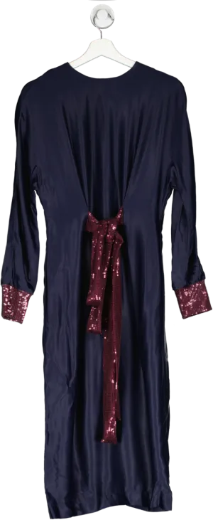Anna Etter Blue Esther Midi Dress With Sequin Belt UK 10