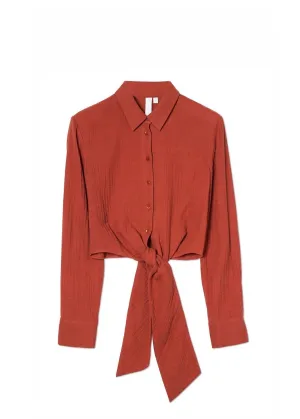 Annabella Organic Gauze Front Twist L/S Top