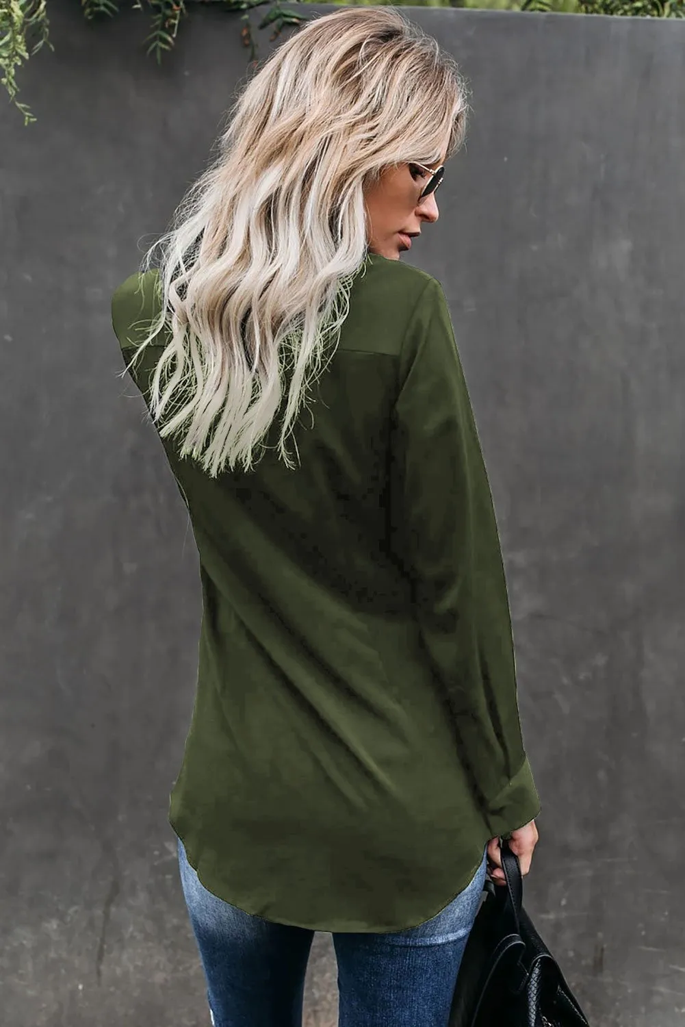 Arcadia Classic Green Button Down Blouse