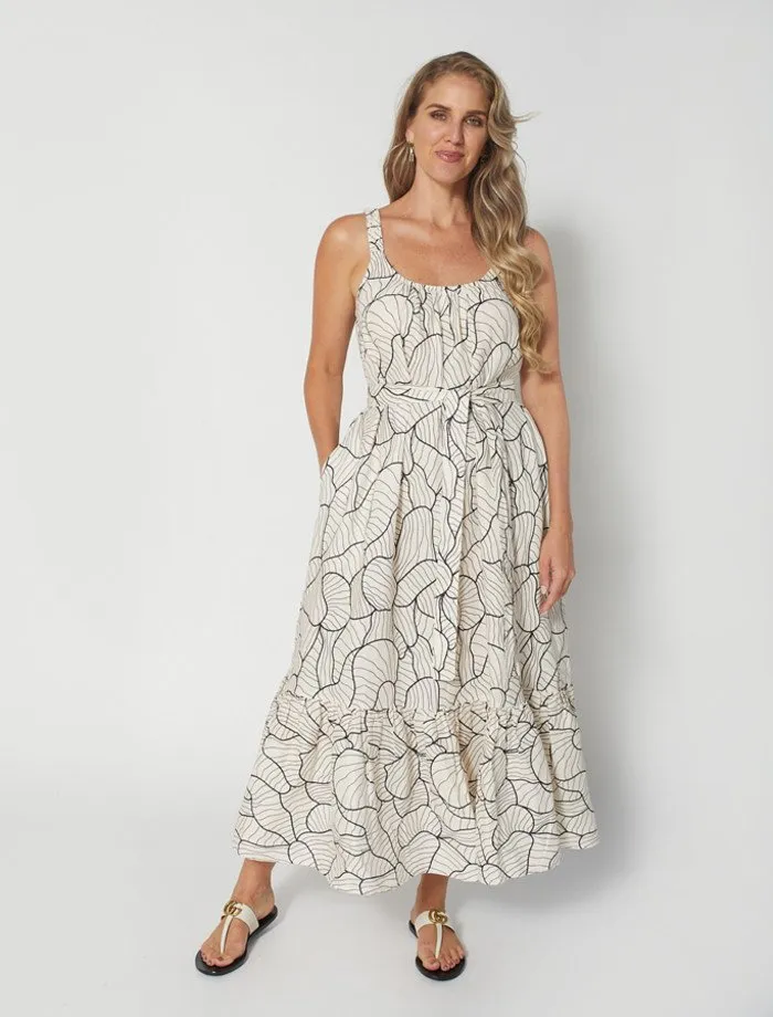 Arianna Dress - Black Abstract Geo