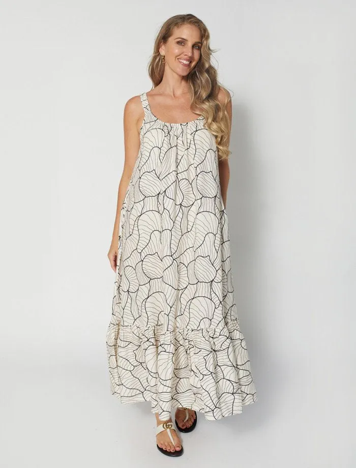 Arianna Dress - Black Abstract Geo