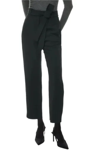 Aritzia Wilfred Women's Black Tie Front Ankle Pants – Size 4 High-Rise Crepe