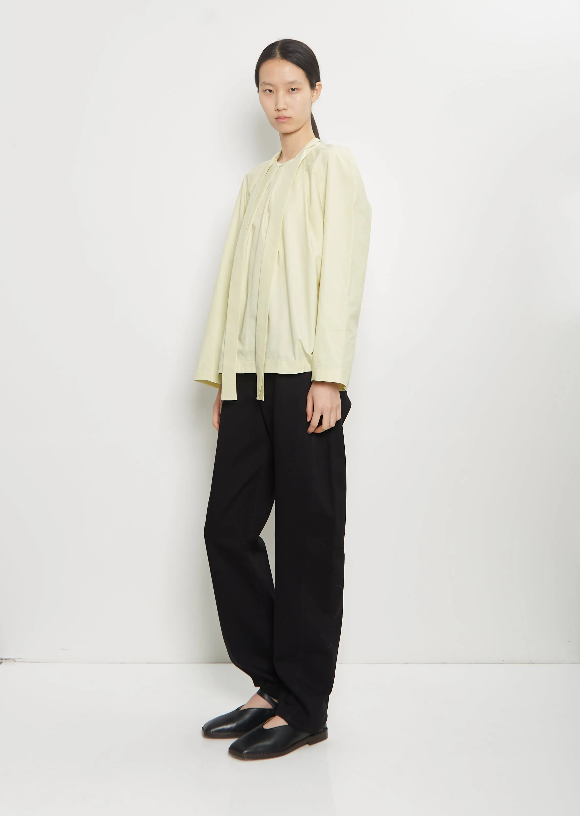 Ascot Cotton Blouse — Dusty Yellow
