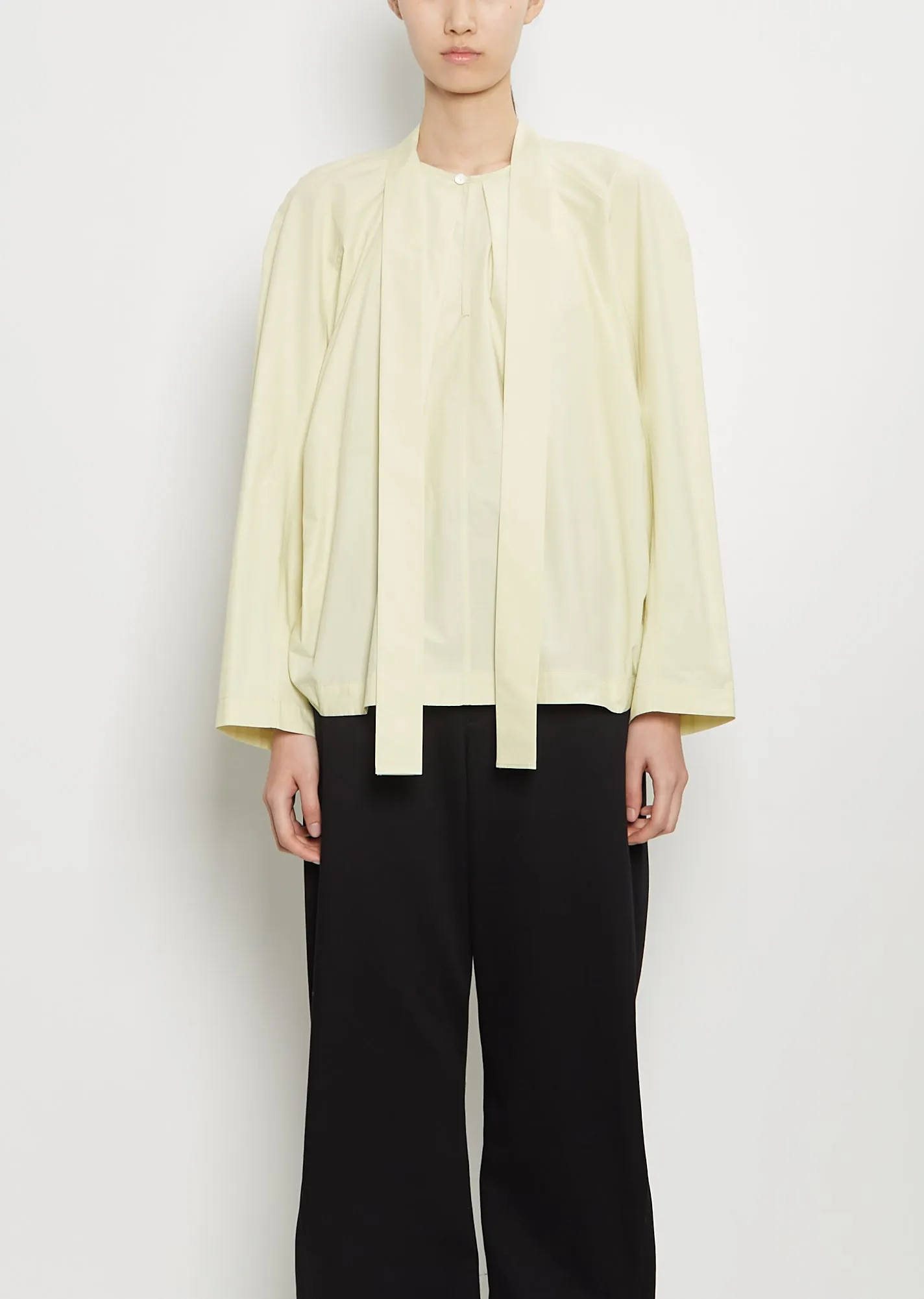 Ascot Cotton Blouse — Dusty Yellow