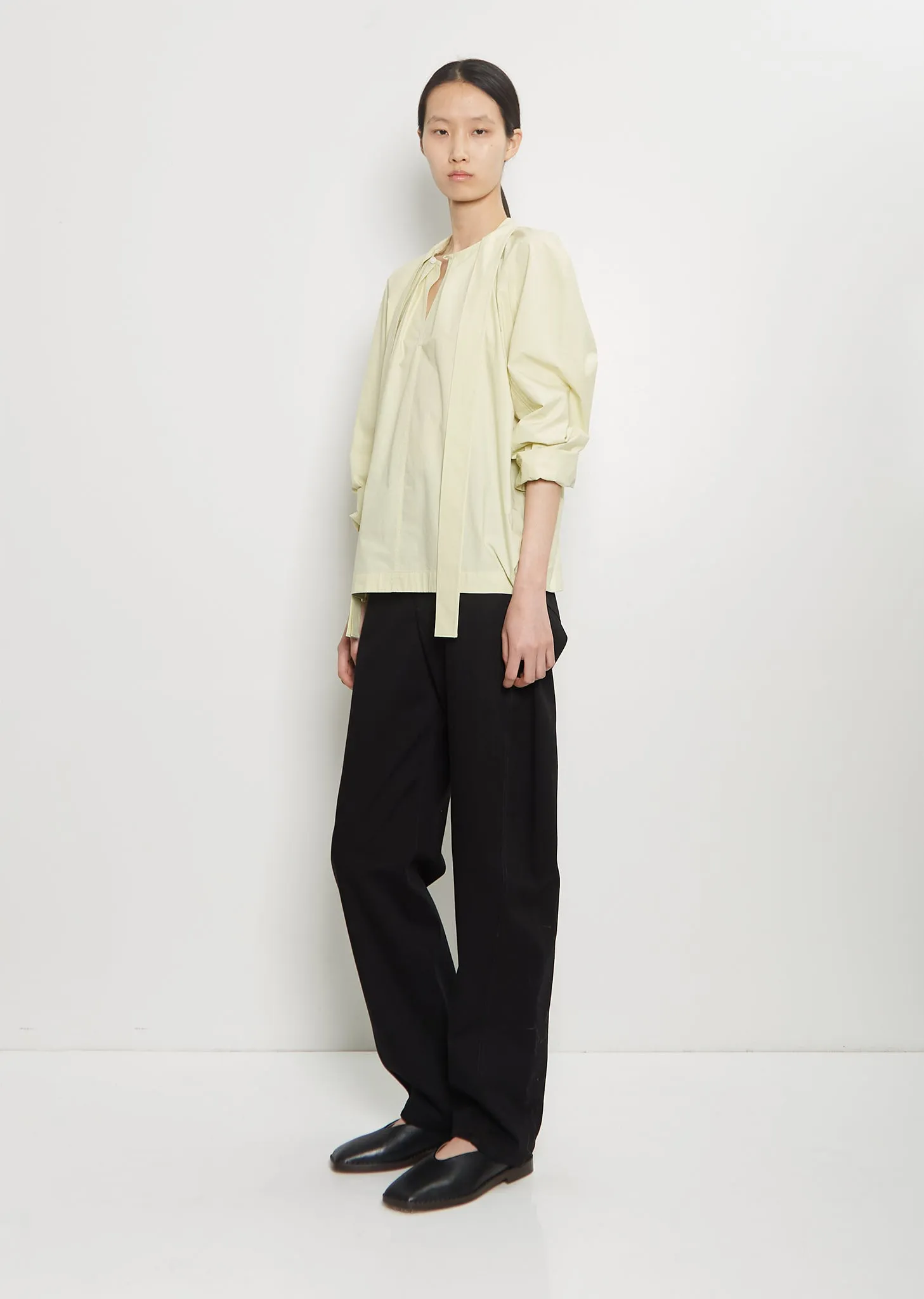 Ascot Cotton Blouse — Dusty Yellow