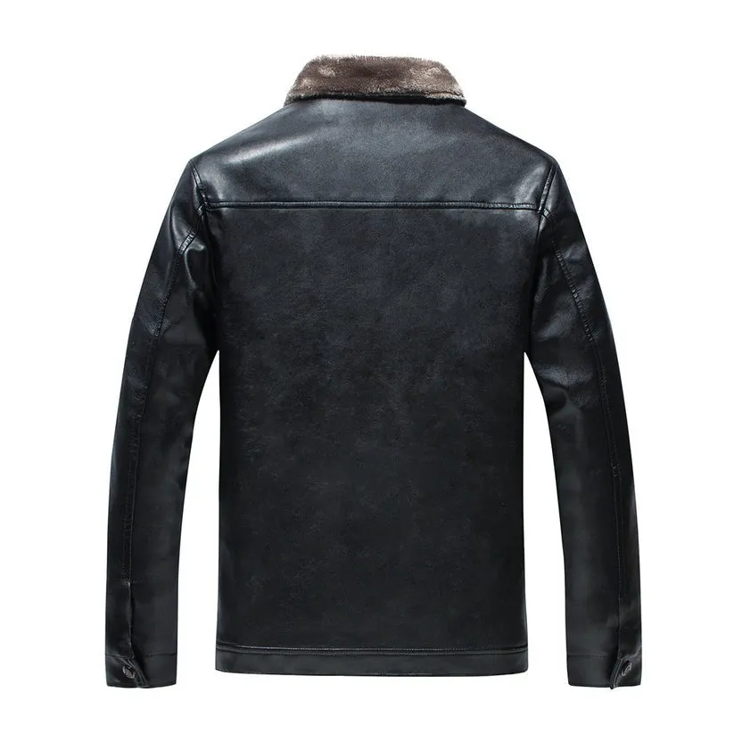 B3 Bomber Pilot Faux Shearling Black Leather Jacket Coat SRJ516
