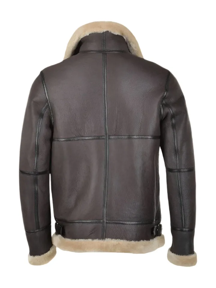 B3 Bomber Pilot Real Leather Jacket Faux Fur Brown Leather Jacket SRJ304