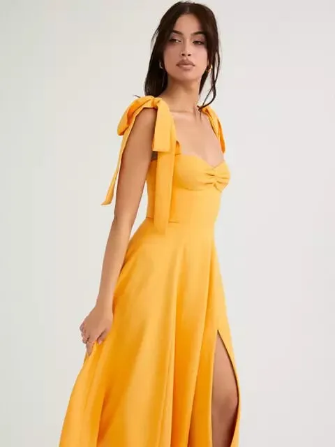 Backless Corset Korean Midi Dress Ladies