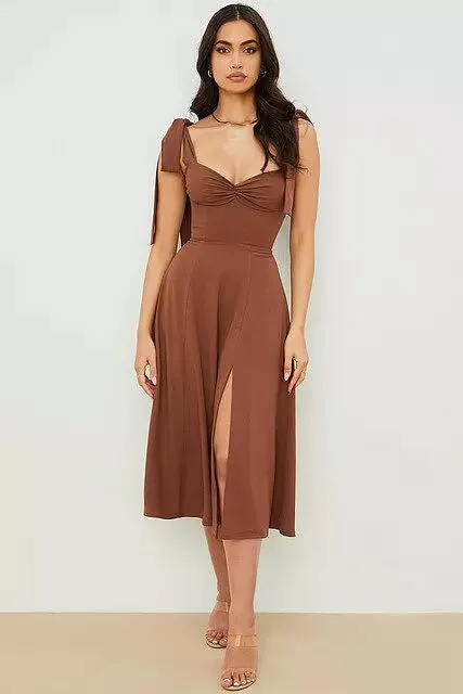 Backless Corset Korean Midi Dress Ladies