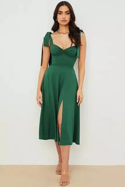 Backless Corset Korean Midi Dress Ladies