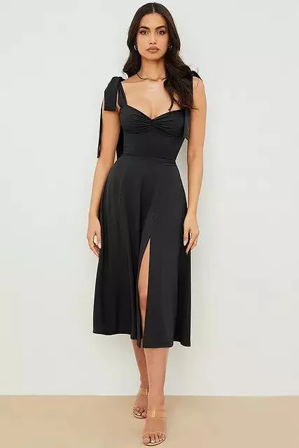 Backless Corset Korean Midi Dress Ladies