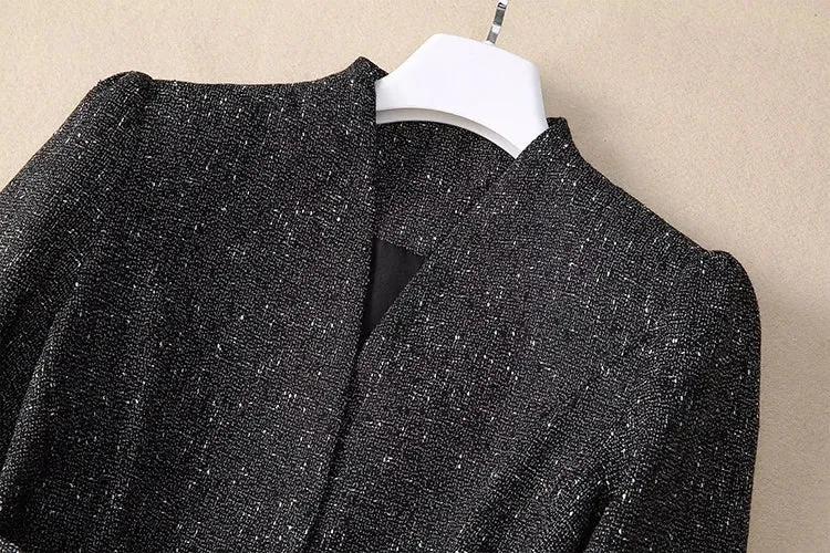 Bexley Single Breasted Sashes Coat   Skirt Office Lady 2 piece Set