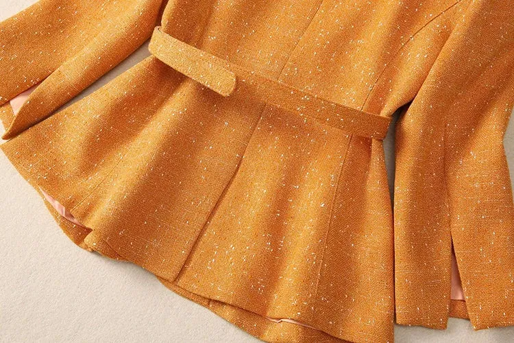 Bexley Single Breasted Sashes Coat   Skirt Office Lady 2 piece Set