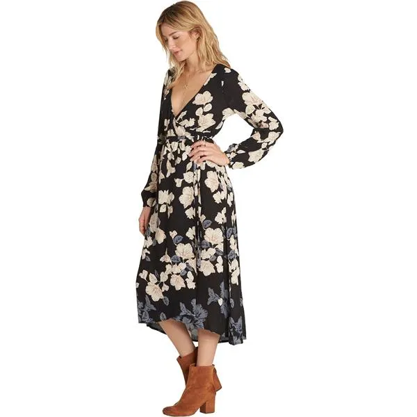Billabong Women's Floral Fever Maxi Wrap Dress | Black Floral