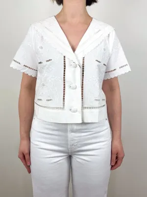 Birdie Shirt in White Embroidery