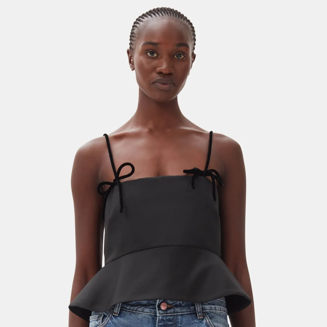 BLACK DUCHESSE SATIN TOP