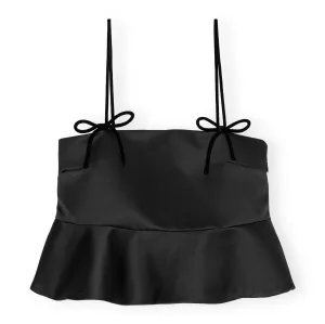 BLACK DUCHESSE SATIN TOP