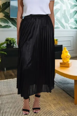 Black Elasticated Pleated Skirt