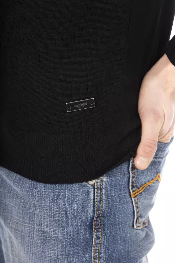 Black Fabric Men Sweater