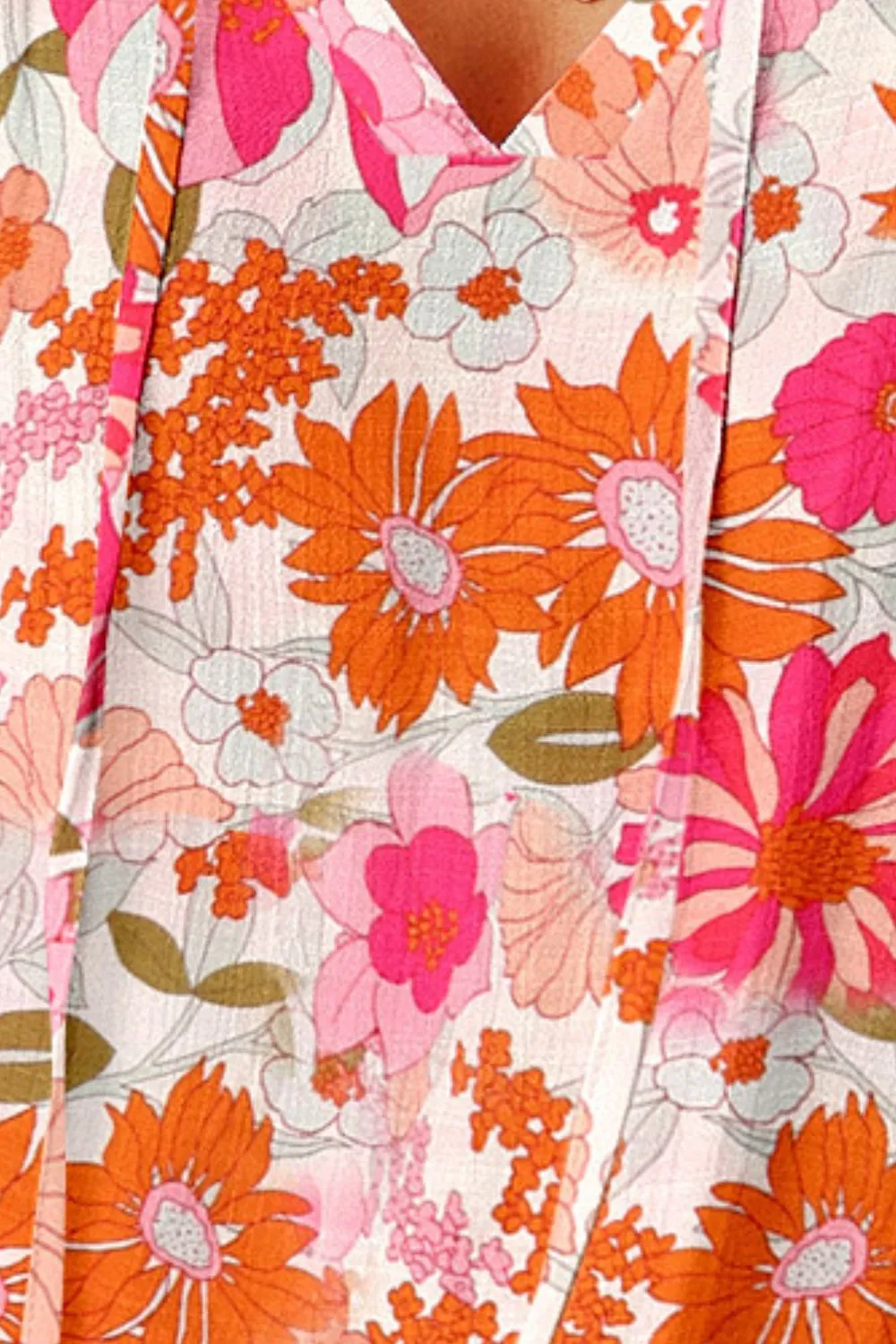 Bloemen Strik Hals Flutter Mouw Blouse