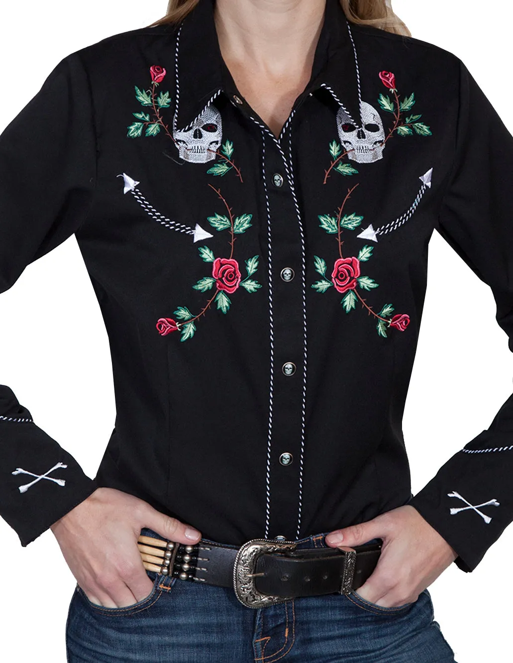 Blouse, Skulls & Roses Western PL-771