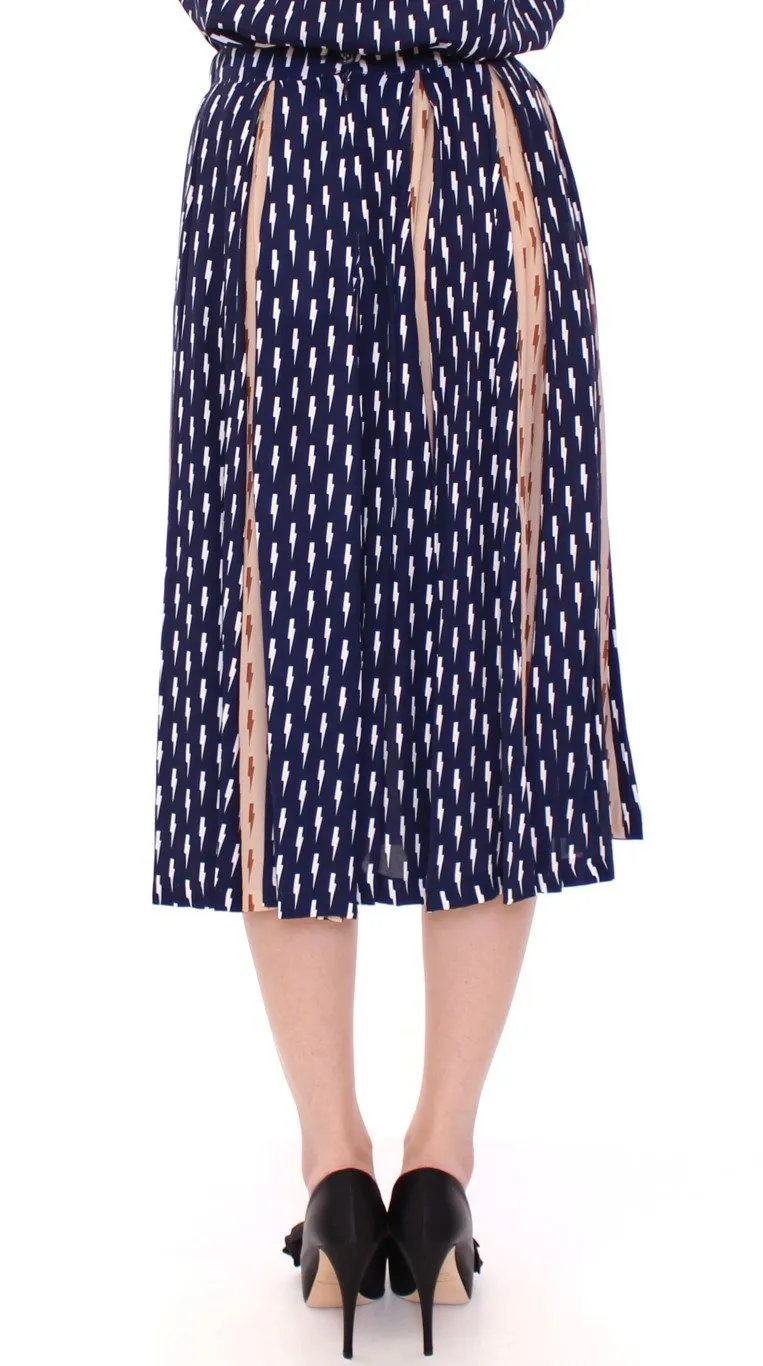 Blue Pink Below Knee Full Skirt
