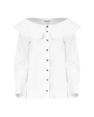 Boat Neck Poplin Blouse