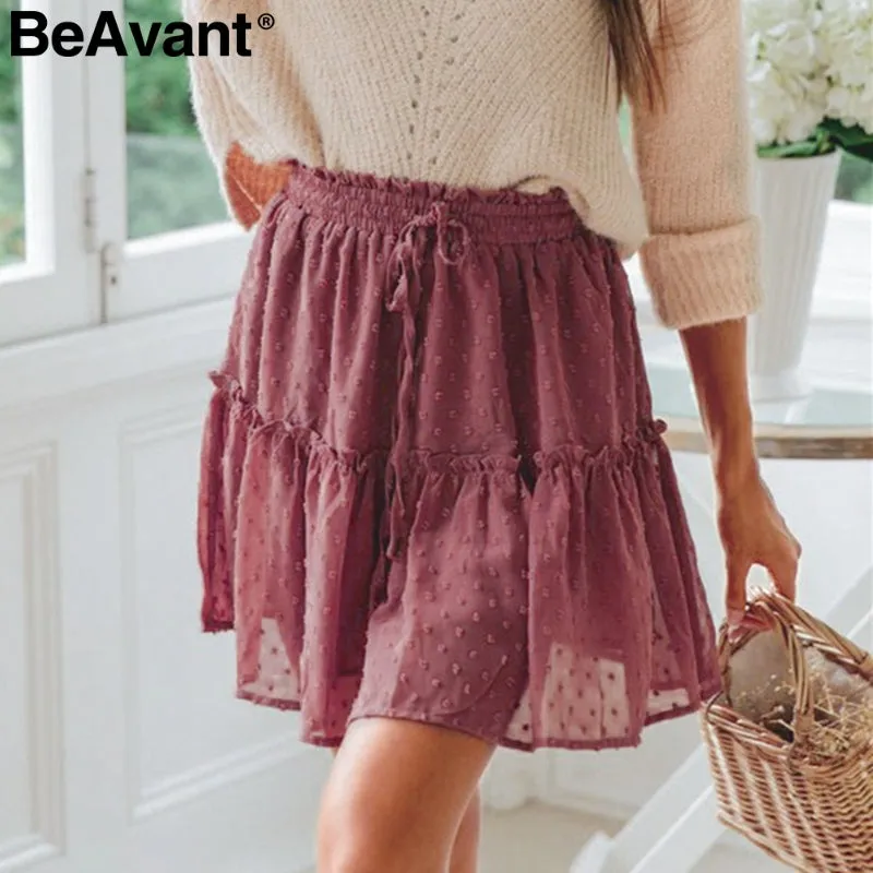 Boho ruffle pleated mini skirts - multiple prints