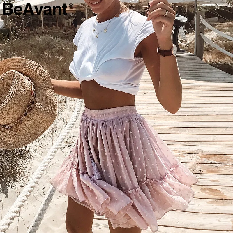 Boho ruffle pleated mini skirts - multiple prints