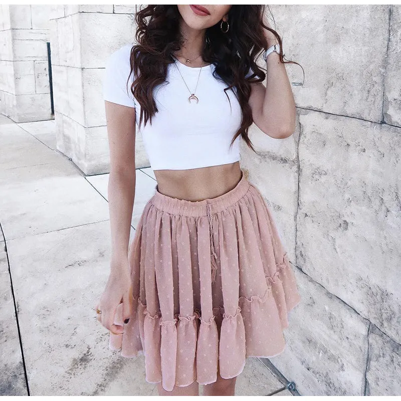 Boho ruffle pleated mini skirts - multiple prints