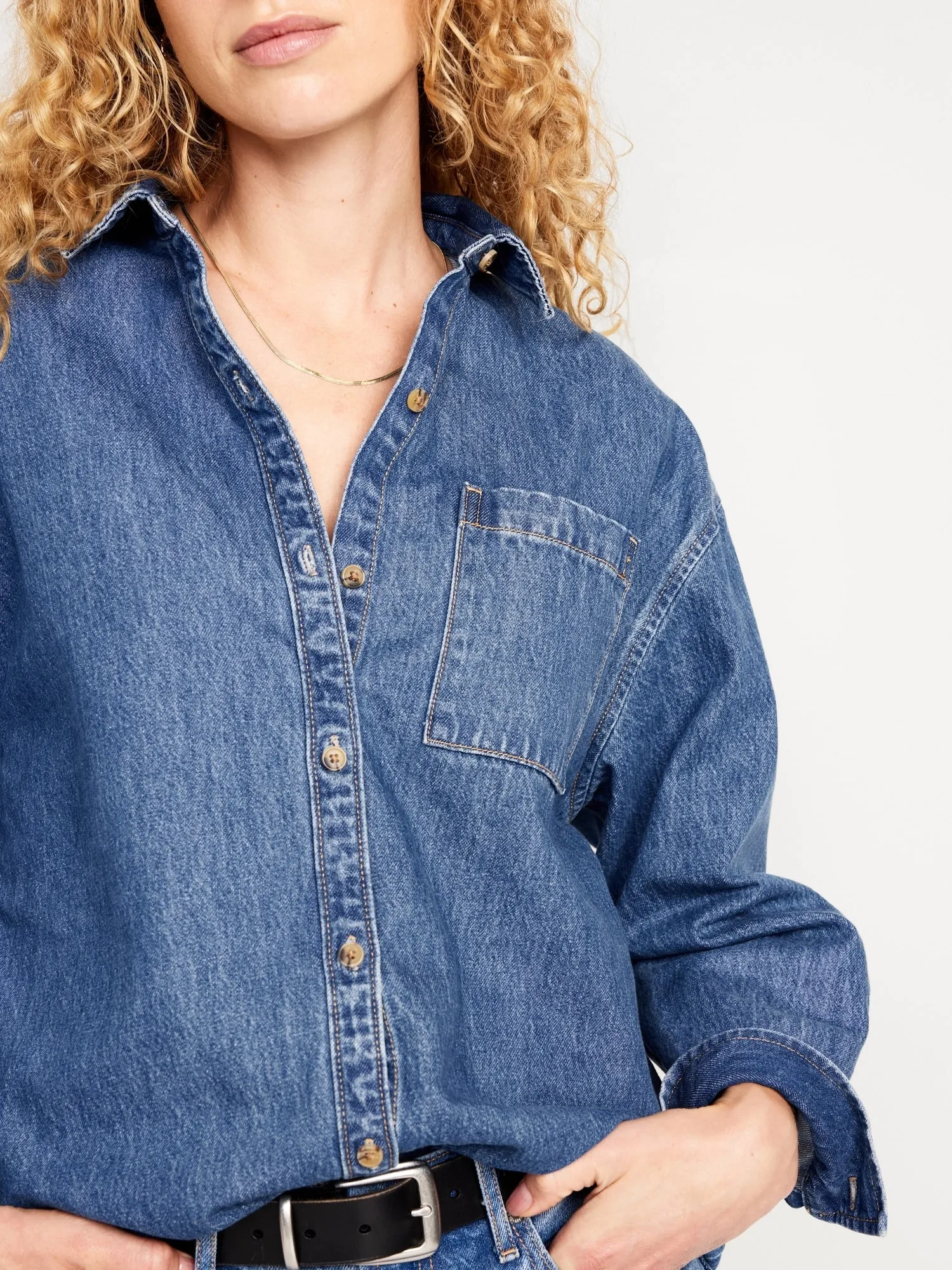 Boyfriend Button-Down Jean Tunic