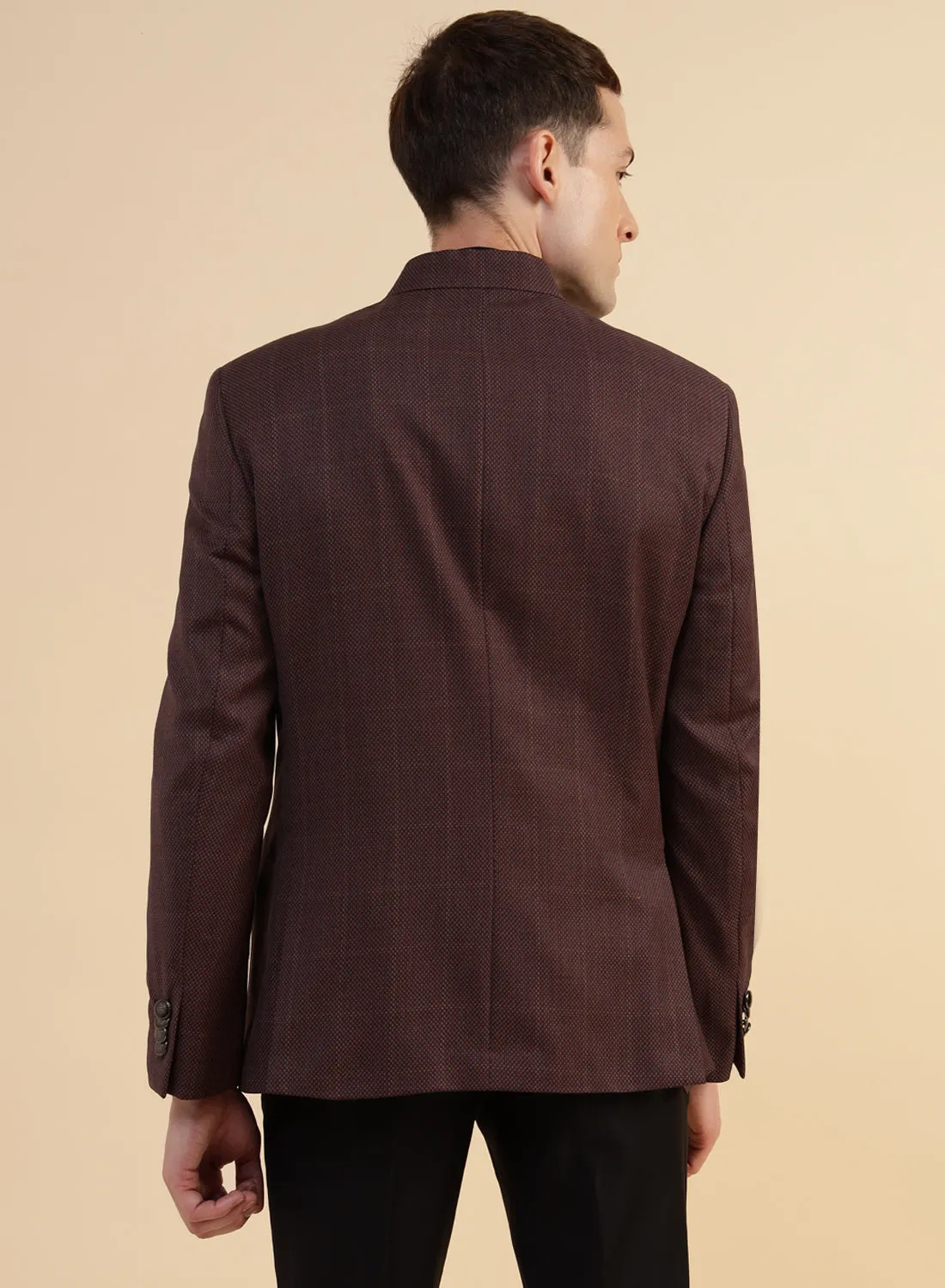 Brown Premium Poly wool Structured Bandhgala Jacket