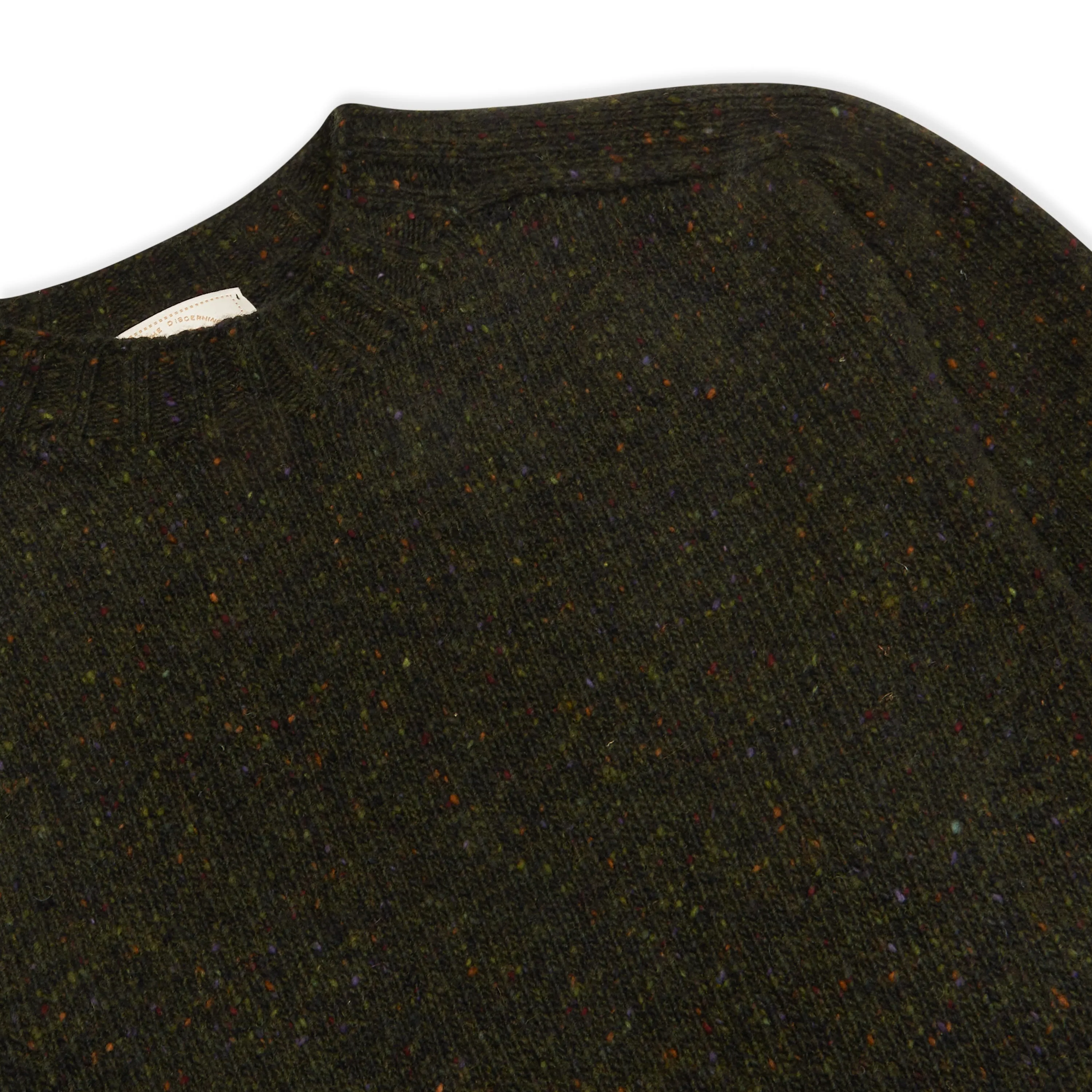 Burrows & Hare Merino Donegal Crew Neck Jumper - Dark Green