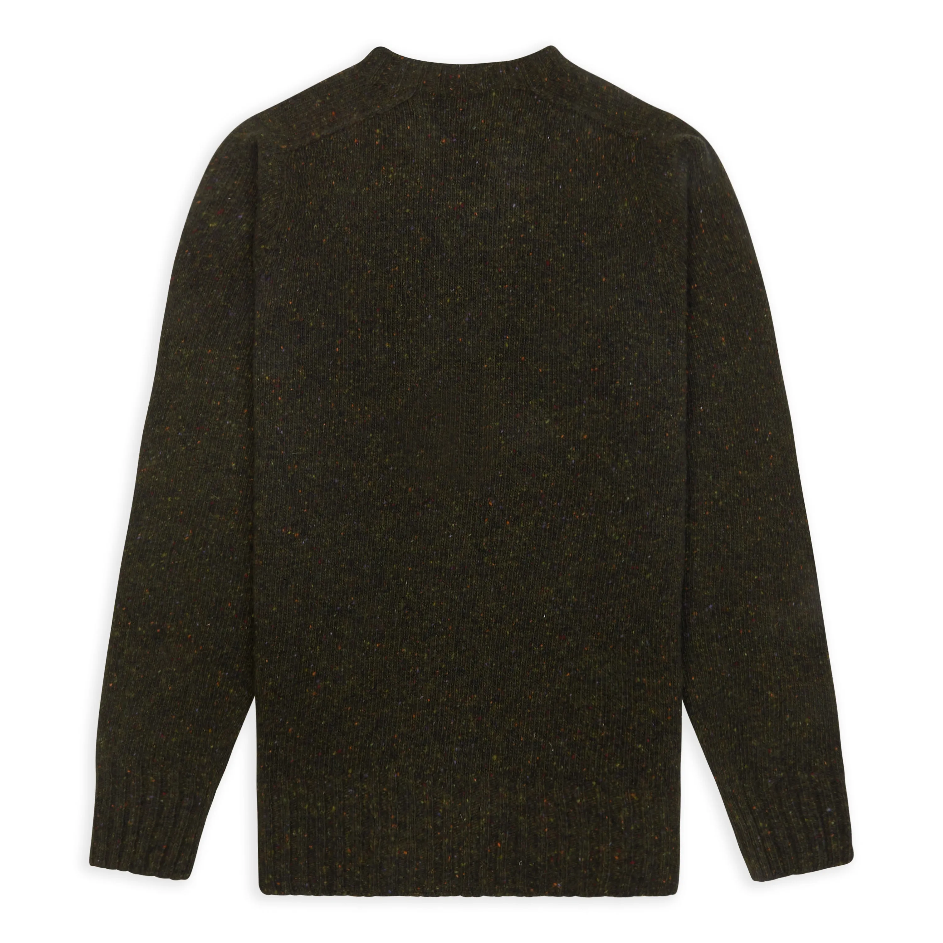 Burrows & Hare Merino Donegal Crew Neck Jumper - Dark Green