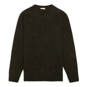 Burrows & Hare Merino Donegal Crew Neck Jumper - Dark Green
