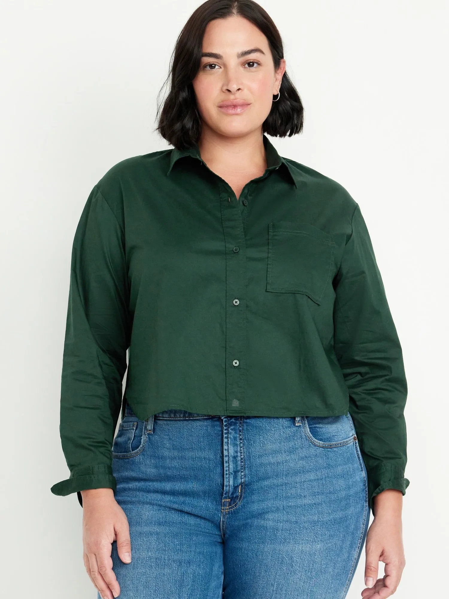 Button-Down Crop Shirt