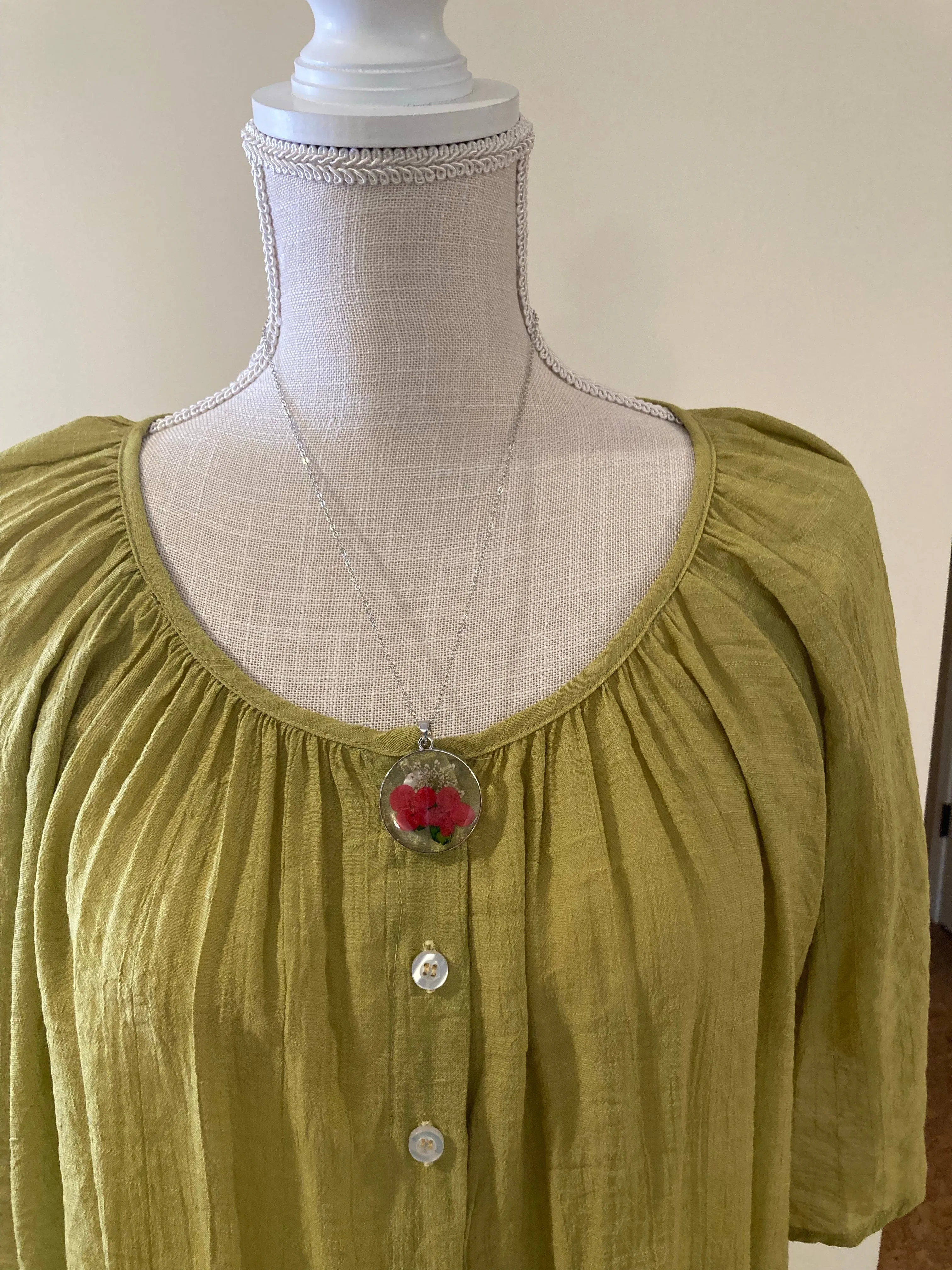 Button Gathered Summer Blouse