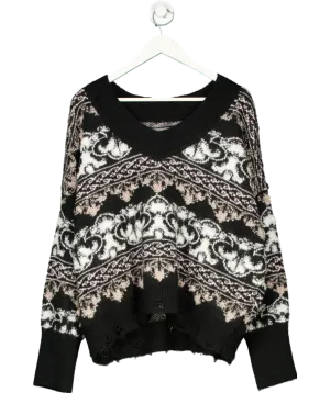 By Anthropologie Slouchy Textured V-Neck Jumper UK 10